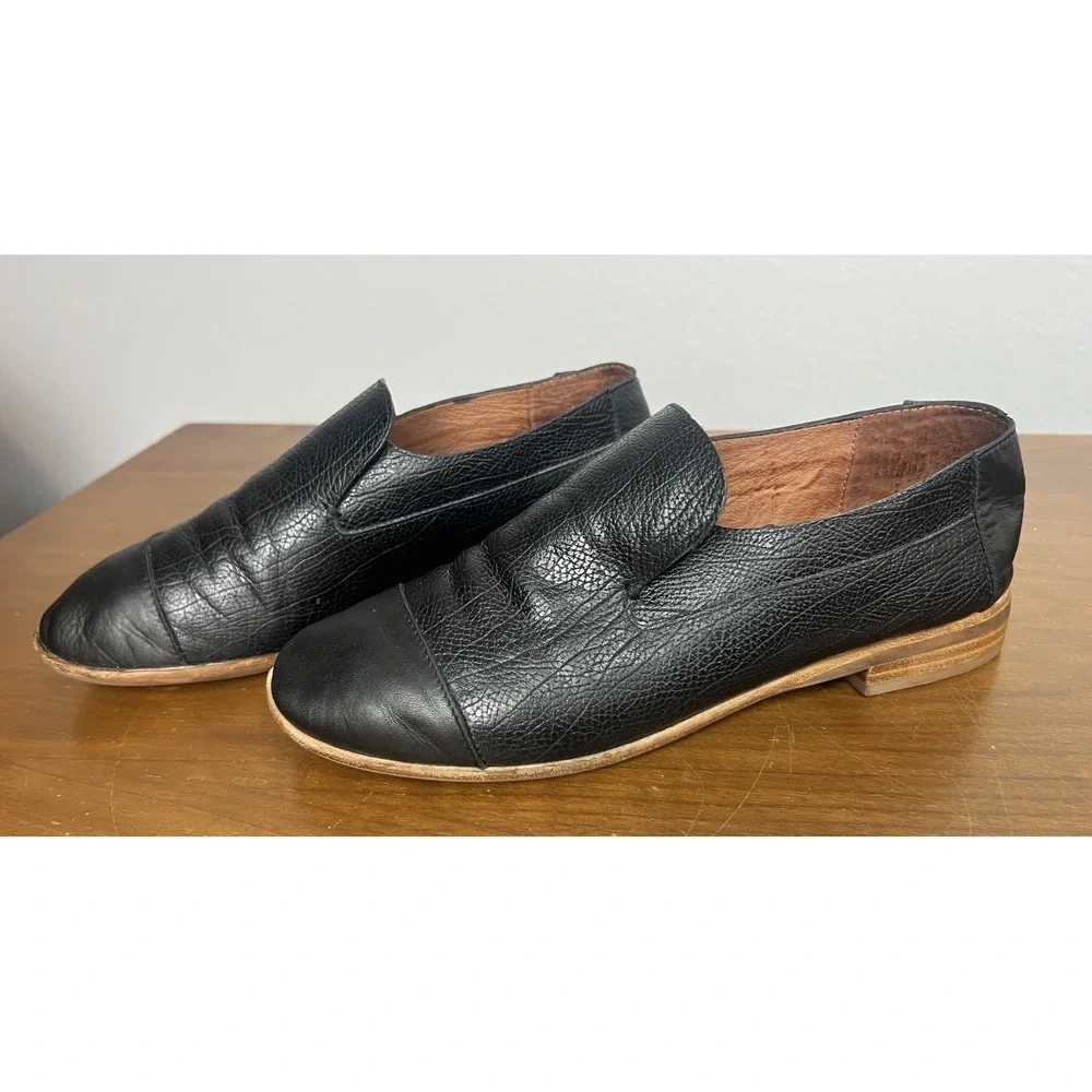 Jeffrey‎ Campbell Loafer Shoe Women's 8 Black Bryant Cap Toe Leather